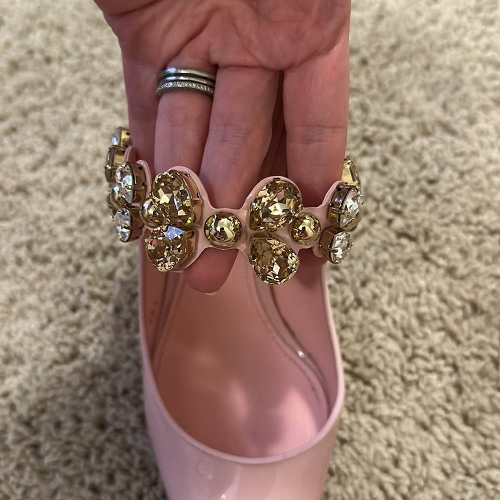 Dolce & Gabbana Patent Leather Crystal Pumps Gold Heel 40 1/2 EU Barbie - Picture 6 of 10